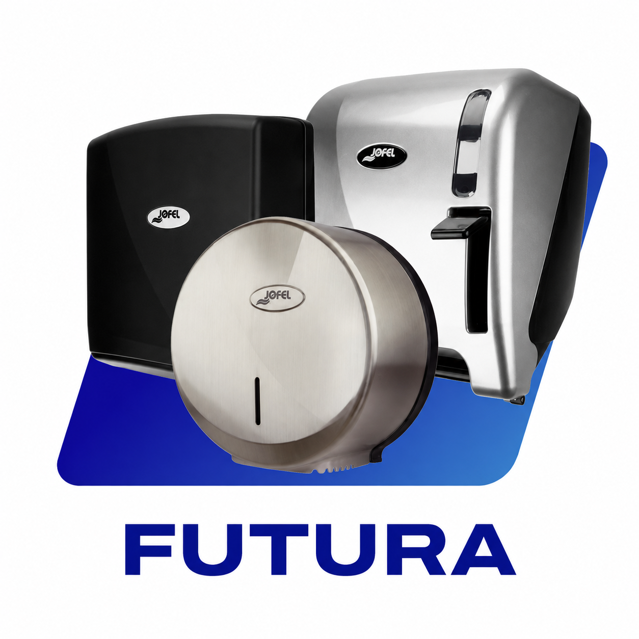 Familia FUTURA Jofel, dispensadores en negro y plateado