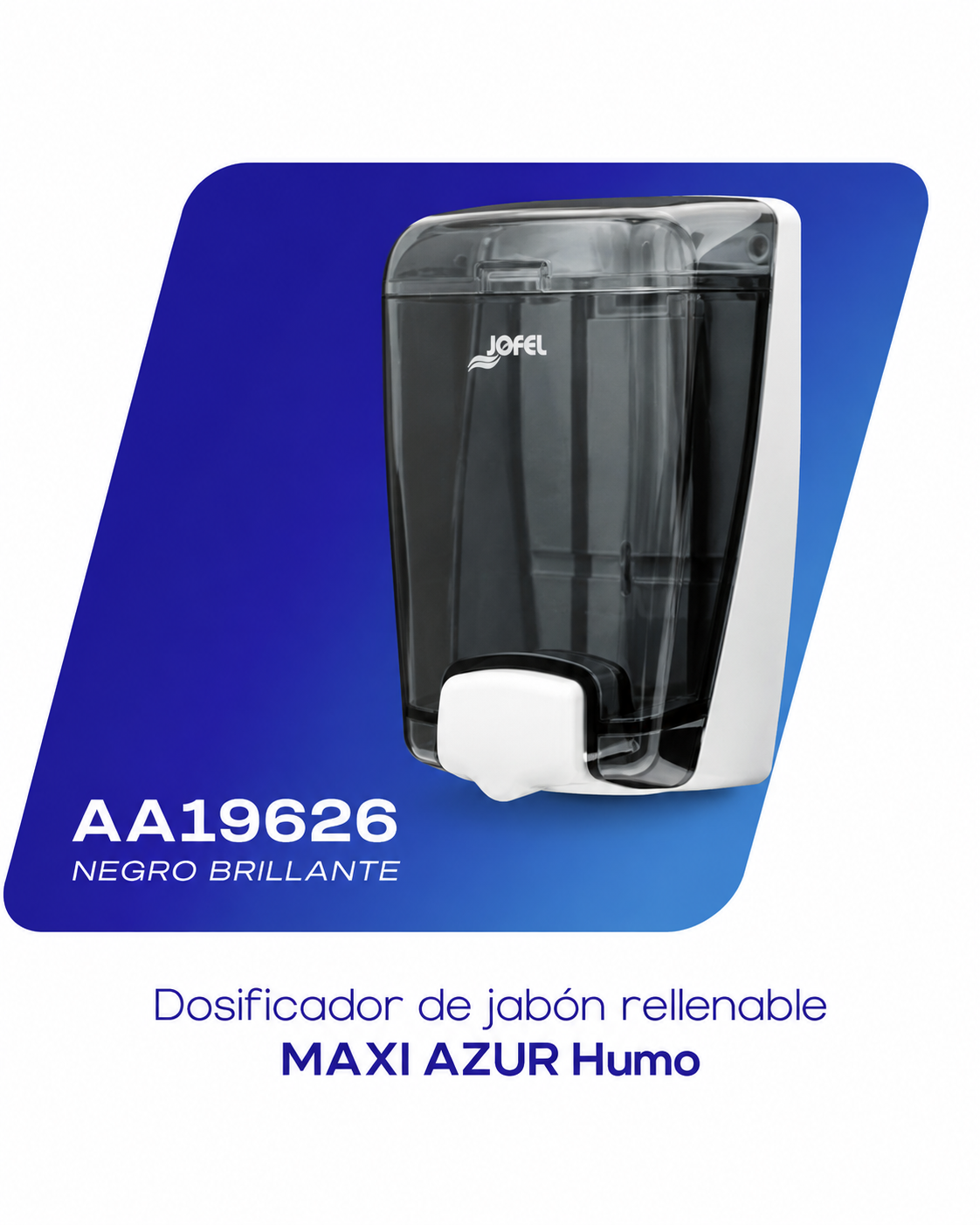 Dosificador de jabón rellenable AA19626 negro brillante, MAXI AZUR Humo